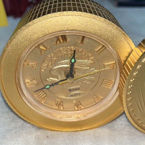 Bulova Other Vintage Gold Bulova Walking Liberty Coin Travel Alarm